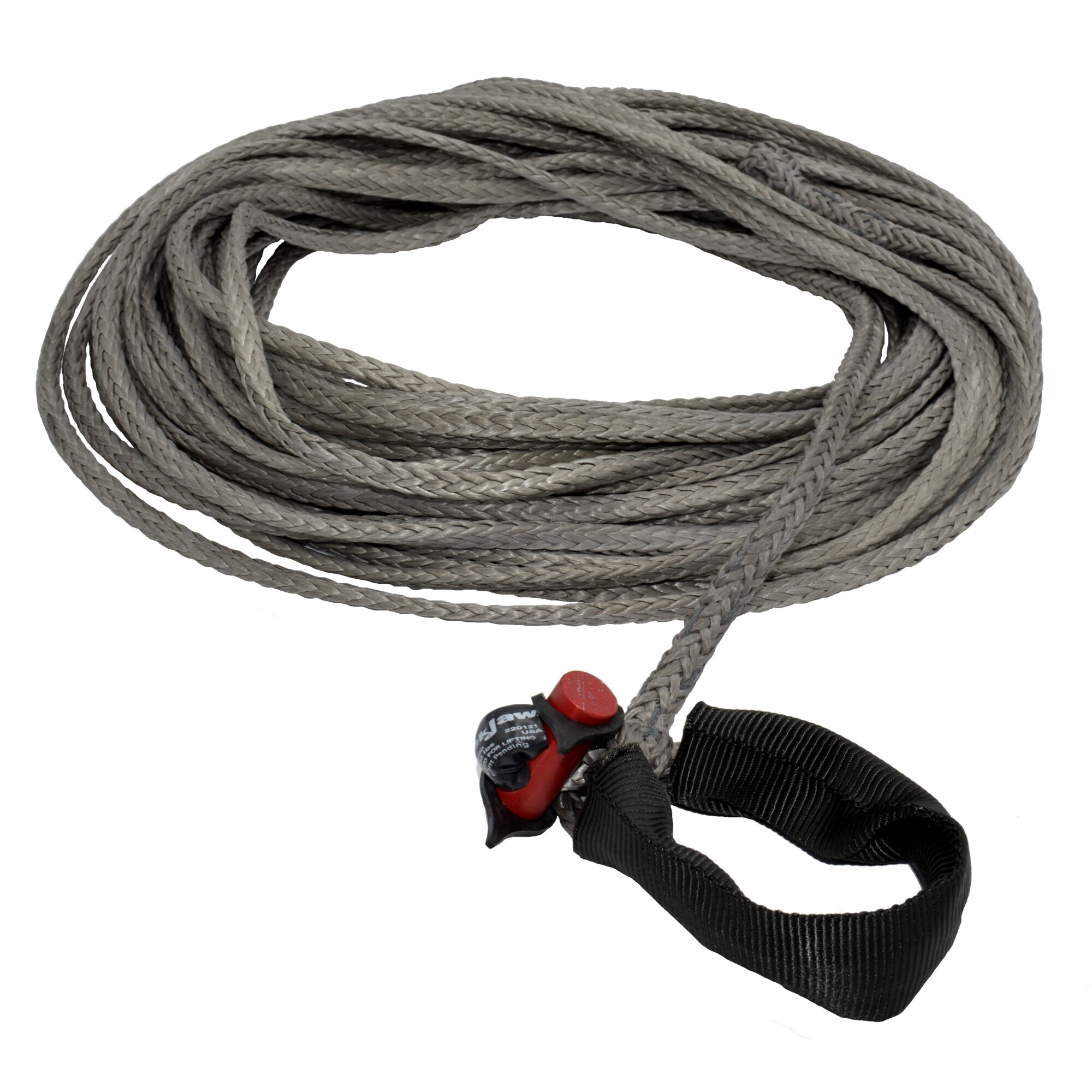 LockJaw, Synthetic Winch Rope Line Extension w/Integrated Shackle, Kevlar-Sleeved Tail, Working Load Limit 1700 lbs, Length 100 ft, Diameter 3/16 in, Model# 21-0188100